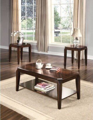 Docila 3Pc Pack Coffee/End Table Set, Walnut