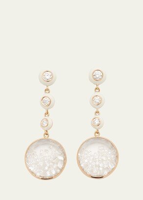 Triple Drop Kaleidoscope Shaker Earrings with Diamonds and White Enamel