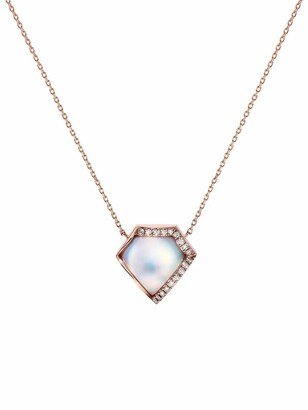 18kt rose gold M/G FACETED pearl and diamond necklace