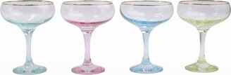 Rainbow Assorted Coupe Champagne Glasses, Set of 4