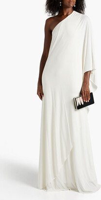 Sylvie one-shoulder draped jersey gown