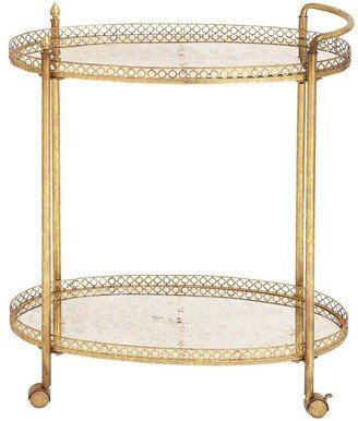 SONOMA SAGE HOME Goldtone Metal Traditional Bar Cart with Lockable Wheels