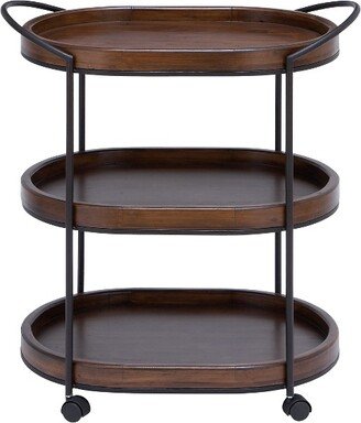 Wood 3 Tier Oval Tray Cart Brown - Olivia & May