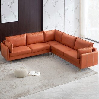 IGEMAN L-Shaped Technical Leather Sectional Sofa Comfort Upholstered Corner Sofa-AA