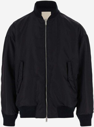 Nylon Bomber Jacket With Zipper