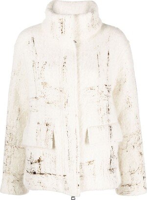 Abstract-Pattern Wool-Blend Coat