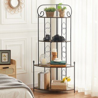 VECELO 59 inch Tall 4-tier Corner Bookshelf Storage Shelves Plant Stand