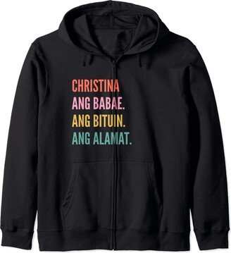 Funny First Name Designs in Tagalog for Women Funny Filipino First Name Design - Christina Zip Hoodie