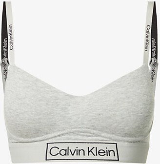 Womens Grey Heather Reimagined Heritage ogo-print Stretch-cotton Jersey Bralette