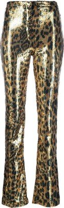 Rabanne Sequin-Embellished Leopard-Print Trousers