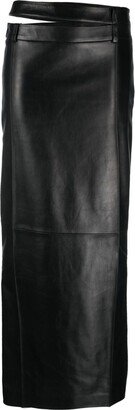 The Mannei Cut-Out Leather Maxi Skirt