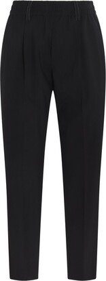 Elastic Waistband Straight Leg Trousers