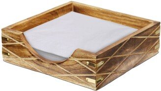 Tabletop Decorative Wood Napkin Holder for Kitchen, Dining Table and Counter Tops - Brown