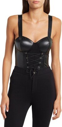 SECRET LACE Corset Vegan Leather Bodysuit