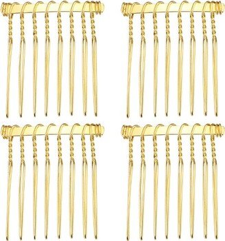 Unique Bargains No Slip Hair Side Combs Accessories Metal For All Age 4 Pcs Gold Tone