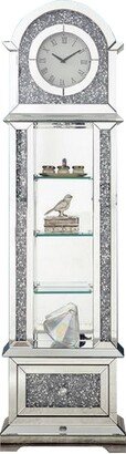 Mirrored Grandfather Clock with 4 Compartments, Silver