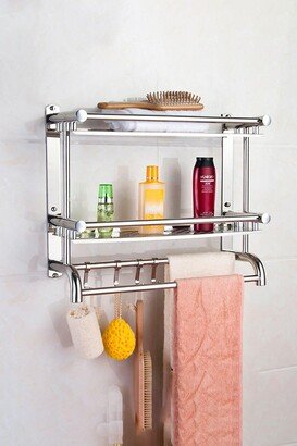 Living and Home 2-Tiers Stainless Steel Bathroom Shelf Storage Toilet Shelf Wall Moun