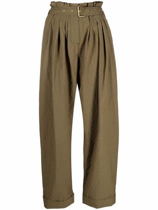 High-Waist Paperbag Tailored Trousers