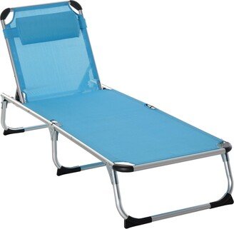 Folding Outdoor Reclining Sun Lounger Chair Aluminium Frame