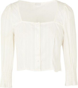 Cotton Button-front Top Shirt White