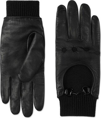 Horsebit-Detail Leather Gloves