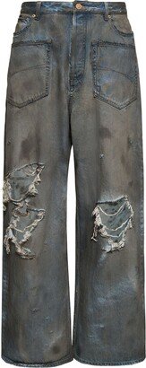 Distressed baggy cotton jeans