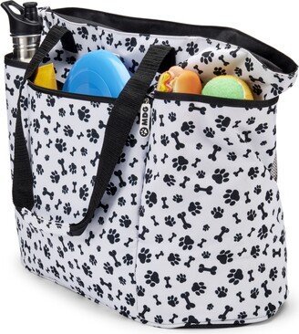 Dogssentials Tote Bag - White, Black Paw Print