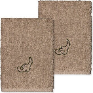 April Embellished Washcloth - Set of 2 - Latte