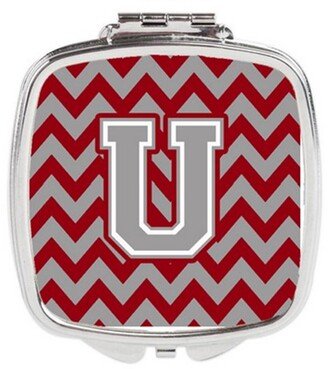 CJ1043-USCM Letter U Chevron Crimson & Grey Compact Mirror