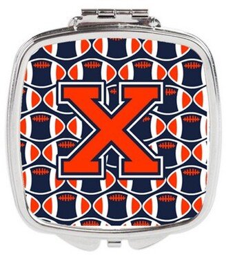 CJ1066-XSCM Letter X Football Orange, Blue & White Compact Mirror