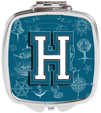 CJ2014-HSCM Letter H Sea Doodles Initial Alphabet Compact Mirror