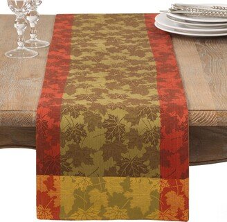 Saro Lifestyle Fall Maple Leaf Damask Cotton Table Runner