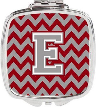 CJ1043-ESCM Letter E Chevron Crimson & Grey Compact Mirror