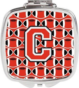 CJ1067-CSCM Letter C Football Scarlet & Grey Compact Mirror