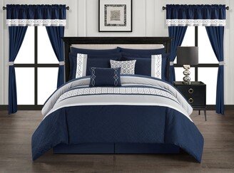Mykie 20 Piece Comforter Set Color Block Embroidered