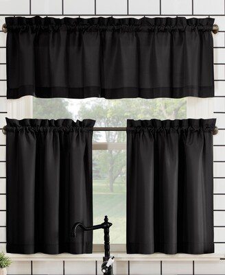 No. 918 Martine Microfiber Semi-Sheer Rod Pocket Kitchen Curtain Valance and Tiers Set, 14