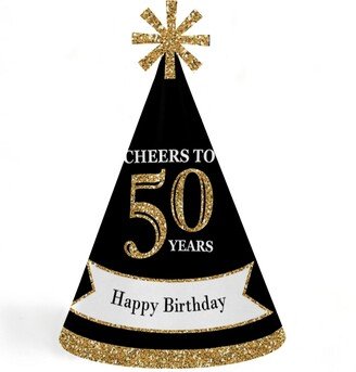 Big Dot Of Happiness Adult 50th Birthday - Gold - Cone Birthday Party Hats - Set of 8 (Standard Size)