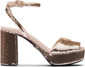 95mm Sequinned Platform Sandals