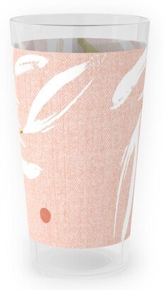 Outdoor Pint Glasses: Zen - Gilded Leaves - Blush Pink Large Outdoor Pint Glass, Pink