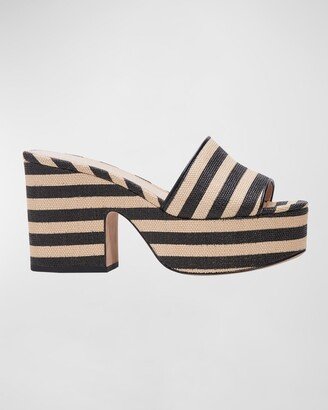 Ibiza Raffia Platform Slide Sandals