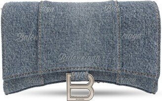 B Logo Charm Denim Chained Wallet