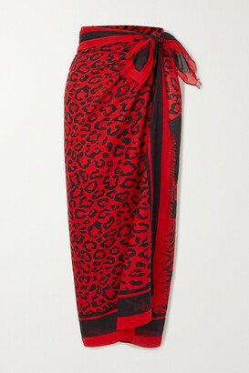 Frayed Leopard-print Cotton-voile Pareo - Animal print