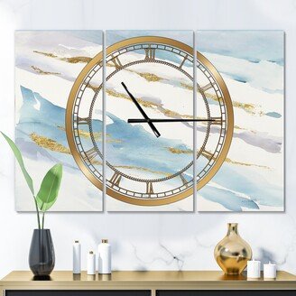 Designart 'Abstract Drift v2' Glam 3 Panels Oversized Wall CLock - 36 in. wide x 28 in. high - 3 panels