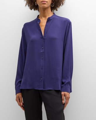 Petite Button-Down Georgette Crepe Blouse