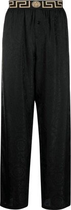 Abstract-Pattern Straight-Leg Trousers