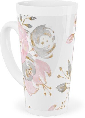 Mugs: Floral - Blush Tall Latte Mug, 17Oz, Pink