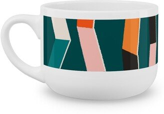 Mugs: Funky - Multi On Green Latte Mug, White, 25Oz, Multicolor