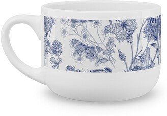 Mugs: Butterflies And Wild Flowers Latte Mug, White, 25Oz, Blue