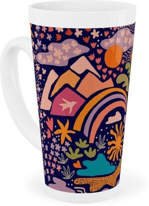 Mugs: Ditsy Outdoor Adventure - Dark Blue Tall Latte Mug, 17Oz, Multicolor