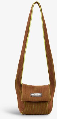 Light Brown Neon Yellow Two Tone Obi Knitted Cross-body bag